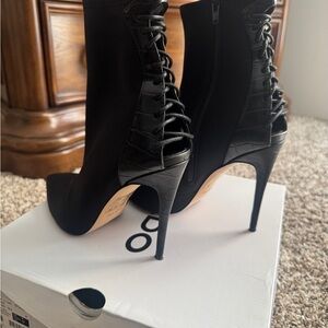 Aldo Black Lace-Up Stiletto Boots